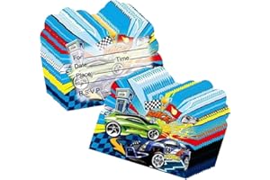MIOTLSY Kids Invitations 30 Pcs Hot Wheels Birthday Party Invitations Cards Boys Cars Racing Car Theme Party Invitation Sheets Pack for Boy Girls Birthday Baby Shower Party Invites