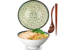 TUYINES Miska Ramen, zestaw misek do ramenu, japońska ceramiczna miska do ramenu, 1200 ml, z łyżeczką, pałeczkami do jedzenia, miski na zupę, miseczki na musli, salaterka