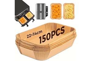 WOOBROO Carta da Forno per Friggitrice ad Aria - 150 Fogli Rettangolari Antiaderenti, 22x14cm Teglia Air Fryer Accessori Compatibile con Ninja Dual Zone Double Stack e Altri Doppio Zona Airfryer