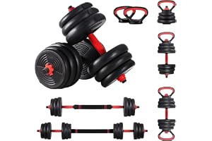 ULTIMAX- Adjustable 7 in 1 Dumbbell Set, Free Weights Dumbbells Set with Connecting Rod Used as Barbell, Kettlebell and Push-ups, Weightlifting Fitness for Home/Office