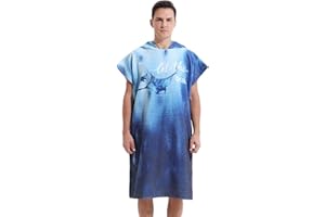 LOMTRATS Poncho da Surf ad Asciugatura Rapida, Asciugamano, Vestaglia, con Cappuccio, per Adulti, Uomini e Donne, in Microfibra, Nuoto, Spiaggia, Surf, Immersioni