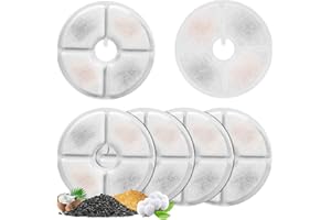 6 Pezzi Filtri Fontanella per Gatti, Feriva Filtro di Ricambio per 3L Fontana, Tripla Filtrazione Filtri per Fontane per Animali Domestici, Filtri per Dispenser d'acqua per Gatti(Calibro 14cm)