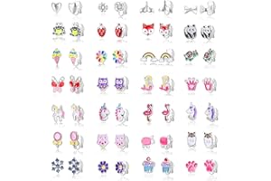 CASSIECA 24 pary kolczyków z klipsem kolczyki bez przekłutych uszu dla dziewczynki nastolatki i kobiet dzieci małe zwierzęta urocze hipoalergiczne motyle, zestaw kolczyków