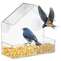 Mangeoire à Oiseaux Transparente NEKOSUKI Pour Fenêtre - Ventouses Puissantes - 15x15x6cm