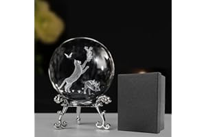 KOMINZZ Cat Gifts for Women Crystal Ball 3D Laser Cat Figurine Glass Paperweights with Metal Stand Gift Box Christmas Day Gifts Cat Gifts for Cat Lovers Cat Ornaments for Cat Lovers Home Decor