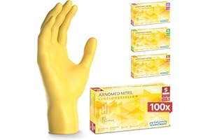100x ARNOMED® Guantes nitrilo talla S Amarillo, Guantes desechables quirurgicos y laboratorio, Luvas nitrilo descartaveis sin polvo y látex, Manoplas nitrilo en XS, S, M, L, XL, XXL