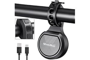 WIND&MOON Campanello Bici, Allarme Clacson Elettrico, Volume Regolabile 130 Decibel, Clacson Elettrico Impermeabile IPX6, Adatto per Biciclette e Mountain Bike da 22-32 mm