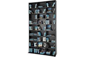 TecTake® CD Storage Unit in Wooden Look with Adjustable Shelves, Multipurpose Bookcase for CDs, Books, DVDs, Video Games, Durable MDF, Modern Shelving Unit for Living Room, Bedroom, Hallway - Black