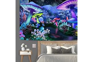 Arawat Arazzo Funghi Psichedelici Arazzo Foresta Arazzo Illusioni Arazzo Estetico Arazzo Luna Arazzo Paesaggio Arazzo Hippie Trippy Arazzo Funghi Decorazione Murale (130x150cm)