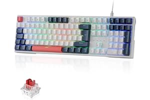 Redragon K668 RGB Teclado Gaming Mecánico Cableado 105+4 Teclas, Interruptores Rojos, Socket Hot-Swappable, Espumas Absorbentes, 2 Sets Teclas Mixtas, Disposición QWERTY Español