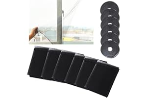 Taicols 6 Stück Moskitonetze für Fenster, 130cm x 150cm Fliegennetz Insektenschutz Netz mit 6 Rollen Selbstklebeband, Fliegengitter für Fenster Sommer Insektenschutz Fliegennetz Fenster (Schwarz)