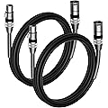 Werkybay Câble DMX à 3 Broches de 1.5m(2 Pièce), XLR Mâle vers Femelle Stage Light Cable, Câble de Signal DMX 110 Ohms, Ressort SR pour éclairage de Scène, Têtes Mobiles, LED PAR, Microphone etc