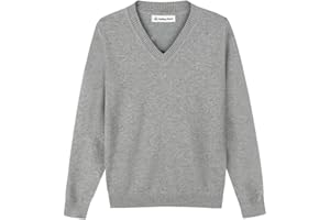 SMILING PINKER Boys Jumper Pullover V Neck School Uniform Kids Plain Sweater