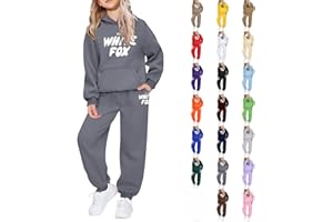 GENERIC Boys Girls Hoodie Set White Fox Tracksuit Set Kids Girls 2 Piece Set Oversized Joggers Loose Sweatpants Sweatshirt Cozy Casual Outfit Autumn Winter Wear Gym Activewear