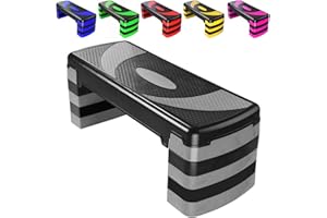 MAXSTRENGTH Ejercicio aeróbico paso a paso con 5 niveles ajustables para caminar, cardio, peso, yoga, ejercicio de fuerza, antideslizante para el hogar/gimnasio/oficina, entrenamiento