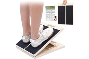 XCMVCN vadsträckare i trä med 5 justerbara vinklar, snedbräda för vadsträckning och balansträning – Inkluderar övningsaffisch, halkfri och bärbar med handtag för gym, hem och