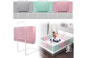 ‎UISEBRT UISEBRT Bettgitter Bettschutzgitter für Kinder 60cm 5-Loch Höhenverstellbar - Bett Rausfallschutz Kinder, Kinderbettgitter für Familienbett und Kinderbett (60cm, Kirschrosa)