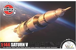 Airfix A50201 Saturn V Gift Set - Plastic Model Kits, Spacecraft Building Kits for Adults & Kids 8+, Includes: 1:144 Scale Model, Humbrol Acrylic Paints, Brushes & Poly Cement