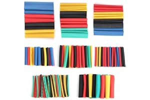 RIPEFUN Heat Shrink Tubing Kit, 164 Pcs Electric Insulation Heat Shrink Wrap Cable Wire Tube Sleeve Shrink Ratio 2: 1 for Fixing and Protecting Components Workshop Hand Tools (Yellow, Blue, Black, Green, Red)
