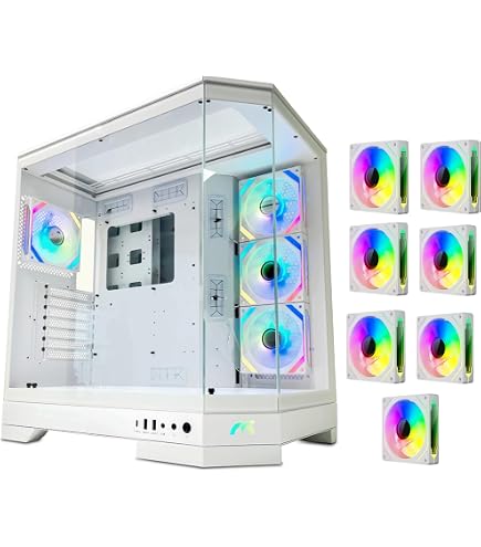 HAVN HS 420 VGPU Boîtier PC ATX à double chambre Blanc | Kit GPU vertical PCIe 5.0, 11 emplacements de ventilateur de 140 mm et 2 supports de radiateur de 420 mm