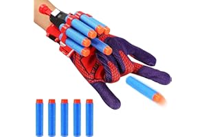 ABDYMN Spiderman Glove Launcher Set, Spiderman Launcher Glove Guanti Cosplay in Plastica per Bambini Guanti da Lancio Spiderman, Giocattolo Educativo per Bambini (1 Pacchetto)