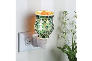 VOLIVEETA Glass Plug in Wax Melt Burner, Electric Mosaic Oil Burner & Wax Burner, Night Light Aroma Lamp for Home Bedroom Living Room Office Decor