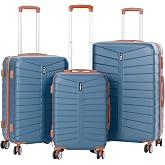 Set of 3 Hard ABS Travel Suitcases with 360&deg; Wheels | Lightweight and Sturdy Cabin Suitcase | Carry-on, Medium and Large | Lo