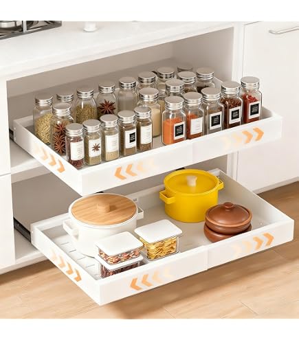 Cassetto Telescopico Per Cucina 2 Pezzi – Larghezza Regolabile 32.5-50 Cm, In Acciaio Carbonio Per Armadi E Bagno