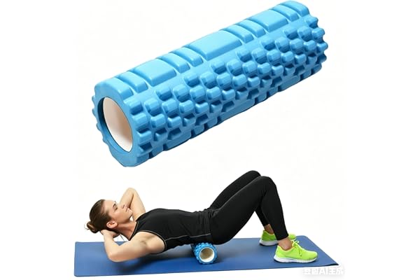 Sänkt fascia rulle ryggrad (30 x 10 cm), skumrulle med 3D-texturmassage, hårt skumrulle för självmassage lindra muskelspänningar, fasciarrulle för yoga, sport, fitness, pilates