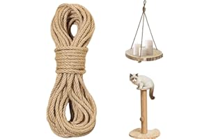 WHIZNOOK Cuerda De Yute de Longitud 20 m, 8mm Cuerda Cañamo Natural, Cuerda Yute Gruesa, Cuerda Sisal Gatos, Cuerda De Fibra Natural, para Bricolaje, Decoración de Muebles, Envoltura, Jardinería, Artesanía