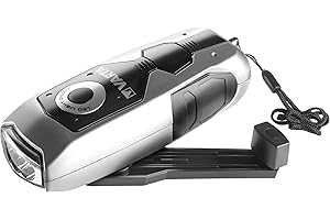 ‎VARTA Varta LED Dynamo Light (3x 5 mm, mit Handkurbel Taschenlampe Flashlight Handlampe Leuchte, mit Kurbel - 100% batterieunabhängig - geeignet für Auto, Garage, Notfall, Stromausfall, Camping, Outdoor), 17680101401, Schwarz/Silber