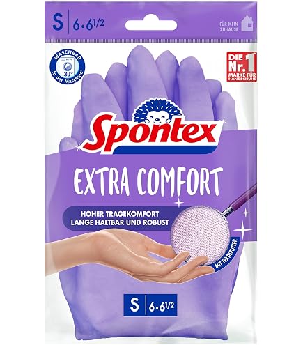 Spontex Sensible Haut, hautsympathische Haushaltshandschuhe, für empfindliche Hände und Latexallergiker, weiche Innenbeflockung, Größe S (1 x 1 Paar) Drogerie & Körperpflege