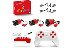 MOCART Technik, set di motori Power Functions, 2 x L motore, 1 x servomotore, telecomando, modulo batteria, cavo di prolunga, controllo APP, accessori MOC, compatibili con Lego (B)