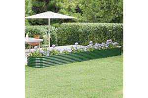 WIFESE Jardinière de Jardin Acier Enduit de Poudre 440x80x36 cm Vert Jardiniere Exterieur Grande Taille Jardiniere Balcon Jardiniere sur Pieds Carré Potager Rectangulaire Potager Balcon