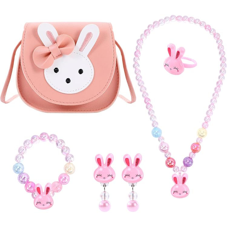 Sac à Main Bijoux Fille - Kit Collier, Bracelet, Boucles D'Oreilles Pour Enfant (6PCS) - DKDDSSS