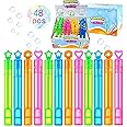 Montchi Children's Soap Bubbles Set, 48 Pieces Mini Soap Bubbles Children's Stick, Soap Bubbles Wedding, Bubble Sticks Gifts, Colourful Bubbles Soap Bubbles Set, Soap Bubbles Toy