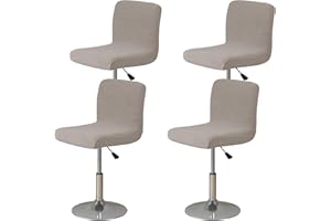 MeYuxg Bar Stool Covers,4 Pack Stretch Bar Stool Chair Cover Slipcovers, Washable Knitted Jacquard Counter Stool Bar Chair Covers for Kitchen Bar Dining Room (Khaki)