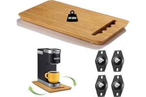 Kssiaz Bandeja Deslizante de Cocina, Deslizador para Electrodomésticos de Cocina 360 Grados Rotación, Base con Ruedas de Bambú para Cafetera, Mostrador, Bajo Gabinete, Freidora de Aire, 36,8x19cm