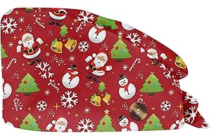 XYYYHTL Antipolvere Donna Cappello Cuffie Chirurgiche per Infermiera Dottore Infermiera Cuoco cosmetologi Cappello con Stampa Natalizia Cuffia Chirurgica con Fascia Regolabile Cuffietta Chirurgica Uomo