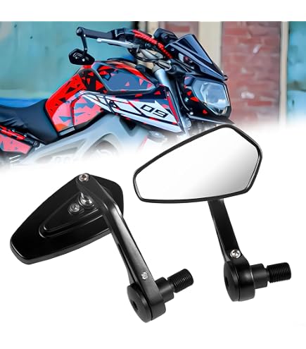 DREAMIZER Rétroviseurs Moto Embout De Guidon Noirs CNC - Vision Large Anti-Reflets Pour Guidons 7/8" Ou 1", Compatible Honda Kawasaki Suzuki Yamaha Aprilia