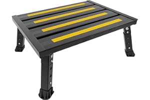 ILOKNZI Escabeau Pliant en Aluminium-1 Marche, Plateforme de Travail - Charge maximale: 220 kg, pour Camping/Lavage de Voiture/Cuisine etc, PliableRéglable en Hauteur, avec Tapis antidérapant