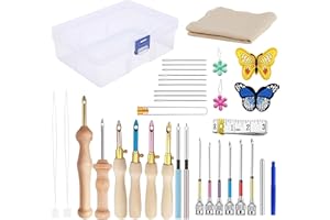 GARQITWAN 36 Pezzi Punch Needle Kit, Ago Magico Per Ricamo, Kit Di Aghi Da Ricamo Regolabili Per Strumento Per Ago Da Punch, Aghi Da Ricamo Regolabili, Ricamo Ad Ago Per Punch E Penna, Kit Ricamo Principianti