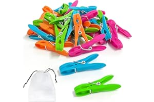 BEIIEB 36 szt. plastikowych spinek do ubrań, klipsy do skarpet kołowych, klipsy do ręczników, wiatroszczelne i antypoślizgowe, mocne i trwałe, Szczęki i sprężyny o dużej sile zacisku z 1 torbą do przechowywania