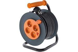 Enrouleur 4 Prises 16A câble 3G1,5mm² 20m + Coupe-Circuit - Noir - Zenitech