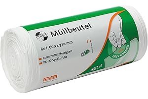 Worki na śmieci DEISS FIRST PLUS białe 60 l, 50 sztuk