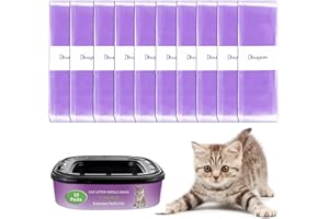 Lycasia Cat Litter Refills Bag, 15Ft Compatible with Genie Litter Refill Cartridge, Litter Locker, Cat Litter Bin (Not Included Refill Cartridge) (10Pcs, Purple）