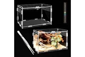 ZHITENG Vivarium för reptiler akryl, 20 x 12 x 12 cm, akryl terrarium, transparent Fauna Box, andningsbar fodral för uppfödning av reptiler, plastfodral för skorpioner, tusenfotingar