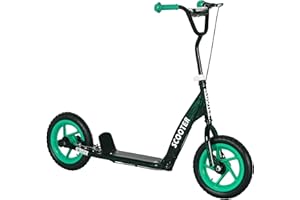 AIYAPLAY Trottinette Enfant patinette Scooter Enfant de 6 à 12 Ans Grandes Roues Ø30 cm Hauteur réglable Frein arrière béquille