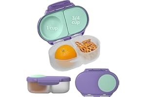 b.box Pudełko na przekąski | Mini pudełko na bento z 2 wodoszczelnymi przegródkami, idealne dla maluchów, posiłków i przekąsek, nadaje się do całych owoców, bez BPA