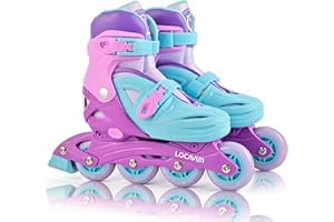 LOCAVUN Patines en línea, 4 tamaños Ajustables con Ruedas de PU 82A, Patines en línea para niños para Uso en Interiores y Exteriores